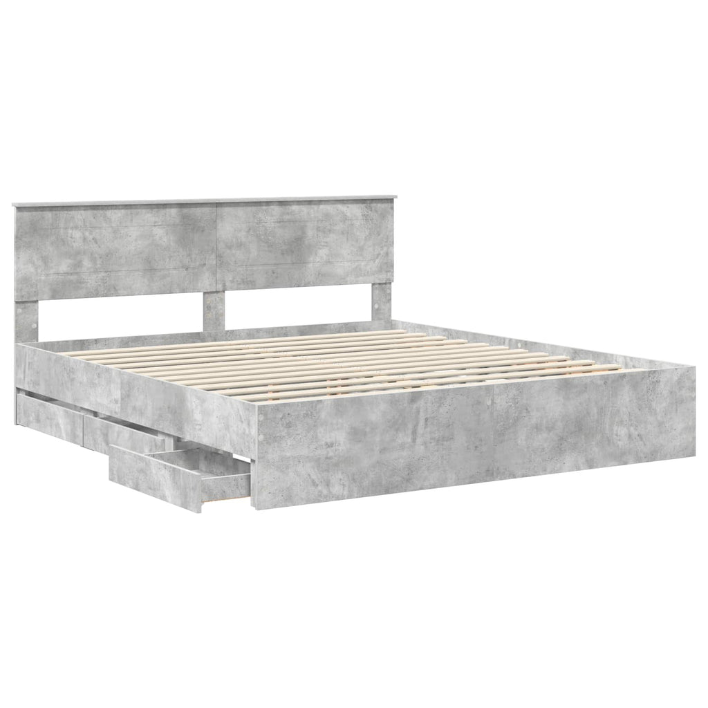 vidaXL Ramka łóżka Betonowy szary 180 x 200 cm Drewno inżynieryjne