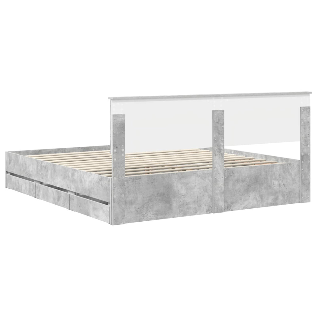 vidaXL Ramka łóżka Betonowy szary 180 x 200 cm Drewno inżynieryjne
