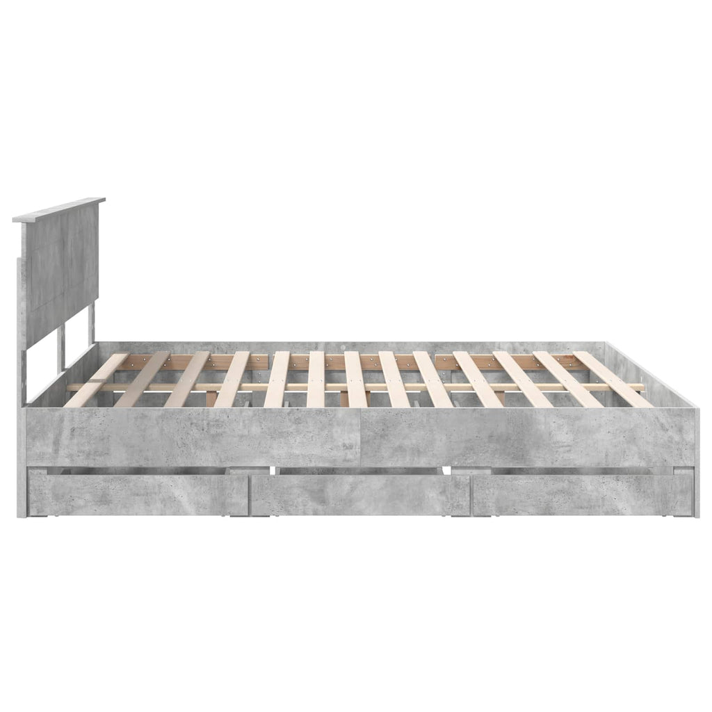 vidaXL Ramka łóżka Betonowy szary 180 x 200 cm Drewno inżynieryjne