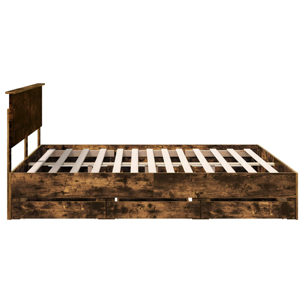 vidaXL Ramka łóżka Dąb wędzony 180 x 200 cm Drewno inżynieryjne