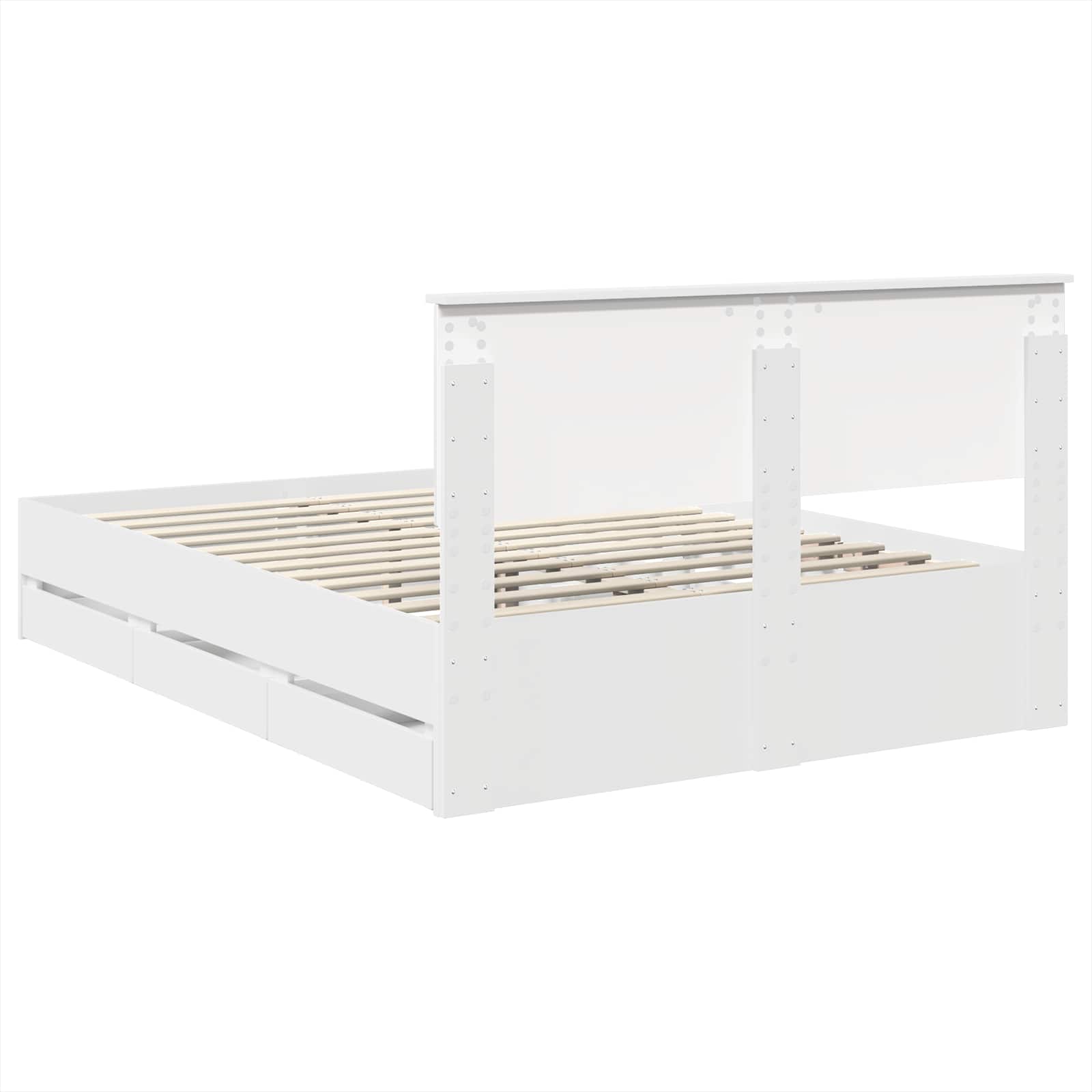 vidaXL Ramka łóżka z szufladą Biały 160 x 200 cm Drewno inżynieryjne