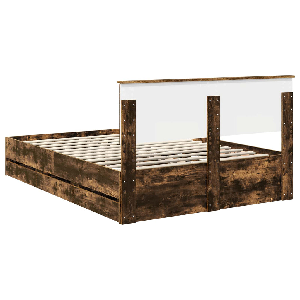 vidaXL Ramka łóżka Dąb wędzony 160 x 200 cm Drewno inżynieryjne