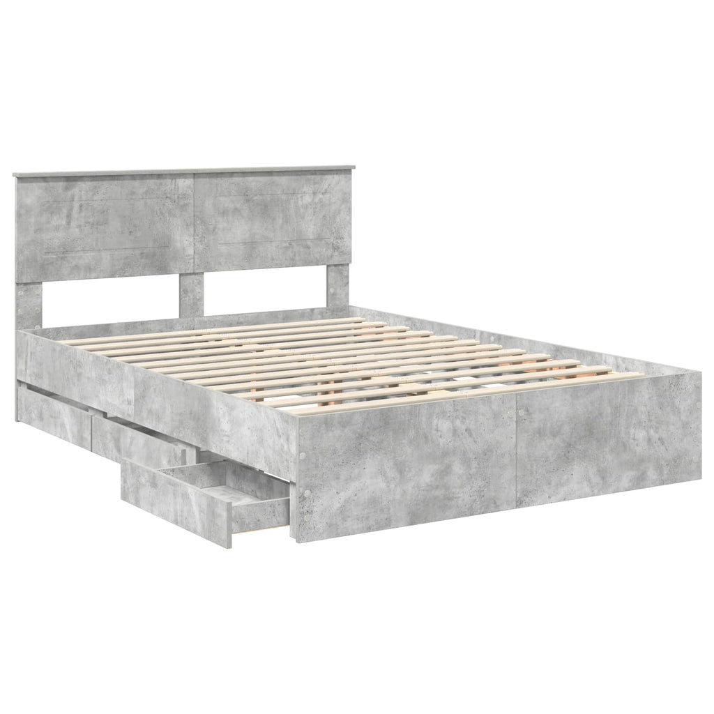 vidaXL Ramka łóżka Betonowy szary 150 x 200 cm Drewno inżynieryjne