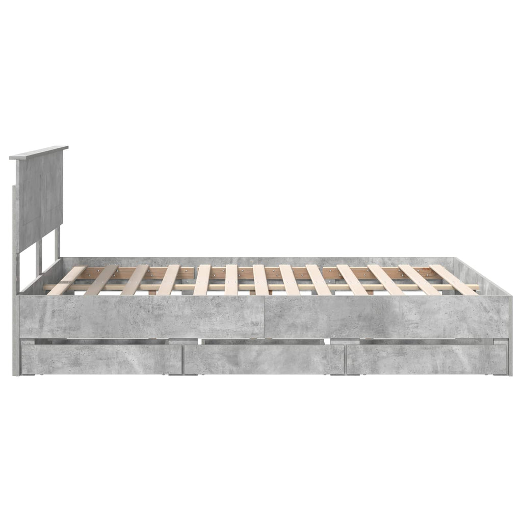 vidaXL Ramka łóżka Betonowy szary 150 x 200 cm Drewno inżynieryjne