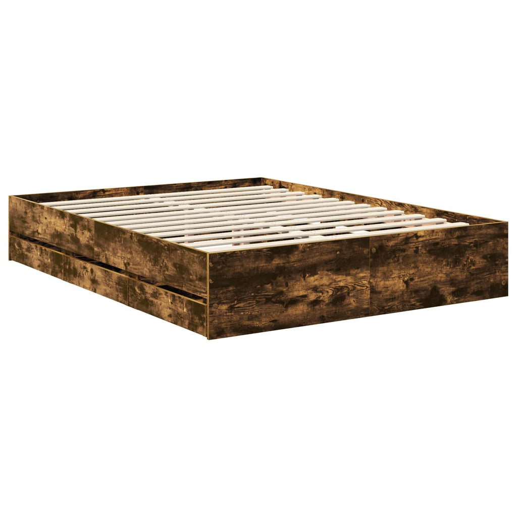 vidaXL Ramka łóżka Dąb wędzony 150 x 200 cm Drewno inżynieryjne