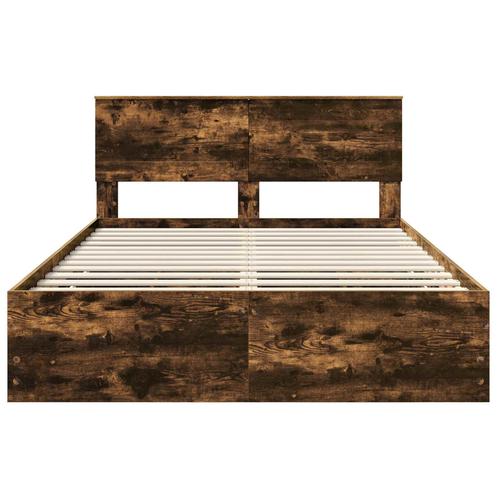 vidaXL Ramka łóżka Dąb wędzony 150 x 200 cm Drewno inżynieryjne