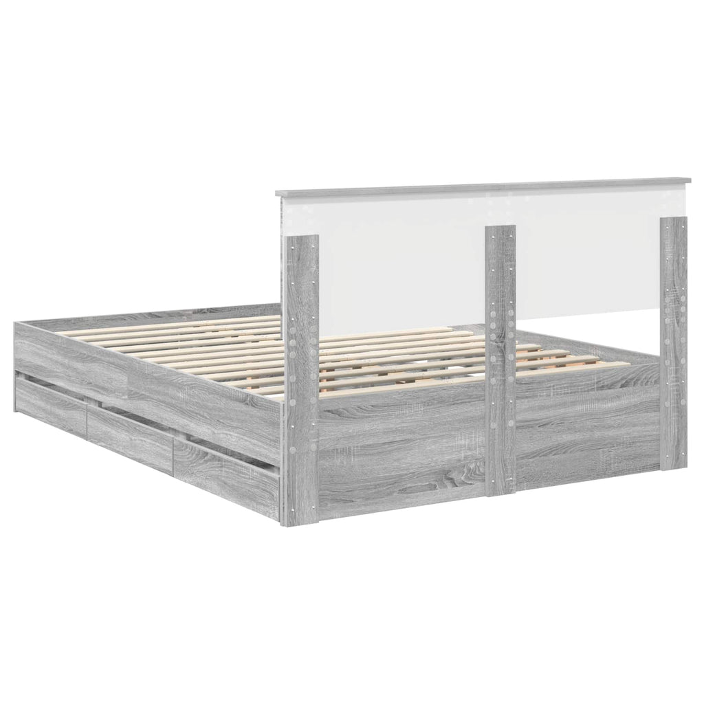 vidaXL Ramka łóżka Szary Sonoma 150 x 200 cm Drewno inżynieryjne