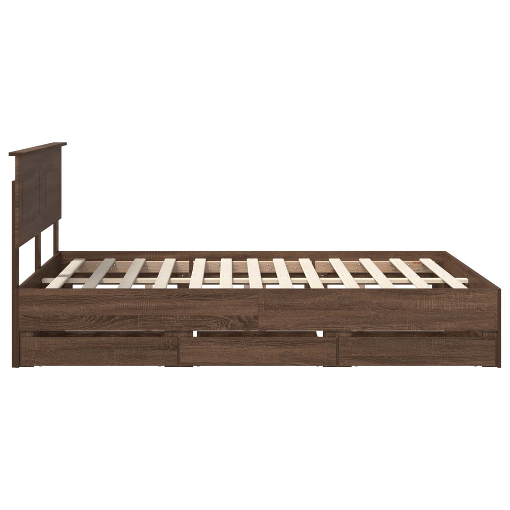 vidaXL Ramka łóżka Brązowy dąb 150 x 200 cm Drewno inżynieryjne