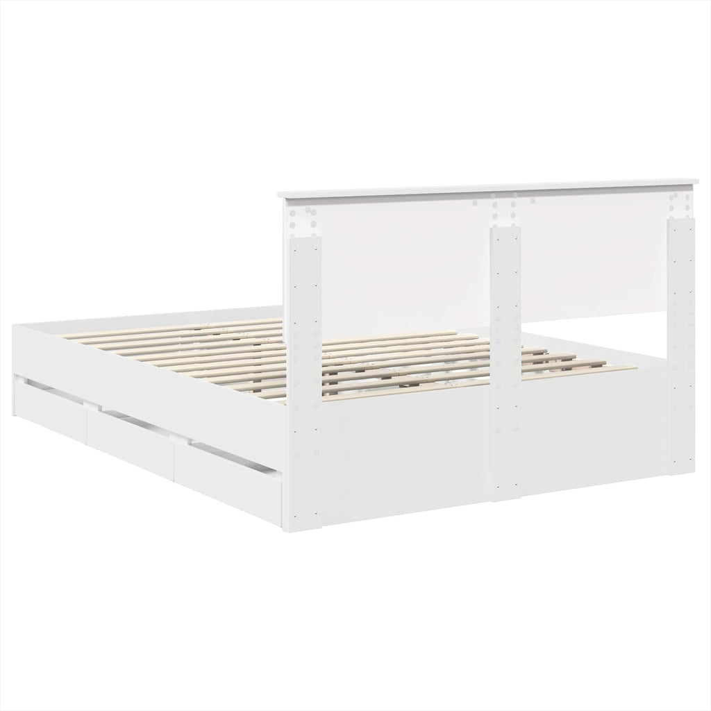 vidaXL Ramka łóżka z szufladą Biały 140 x 190 cm Drewno inżynieryjne