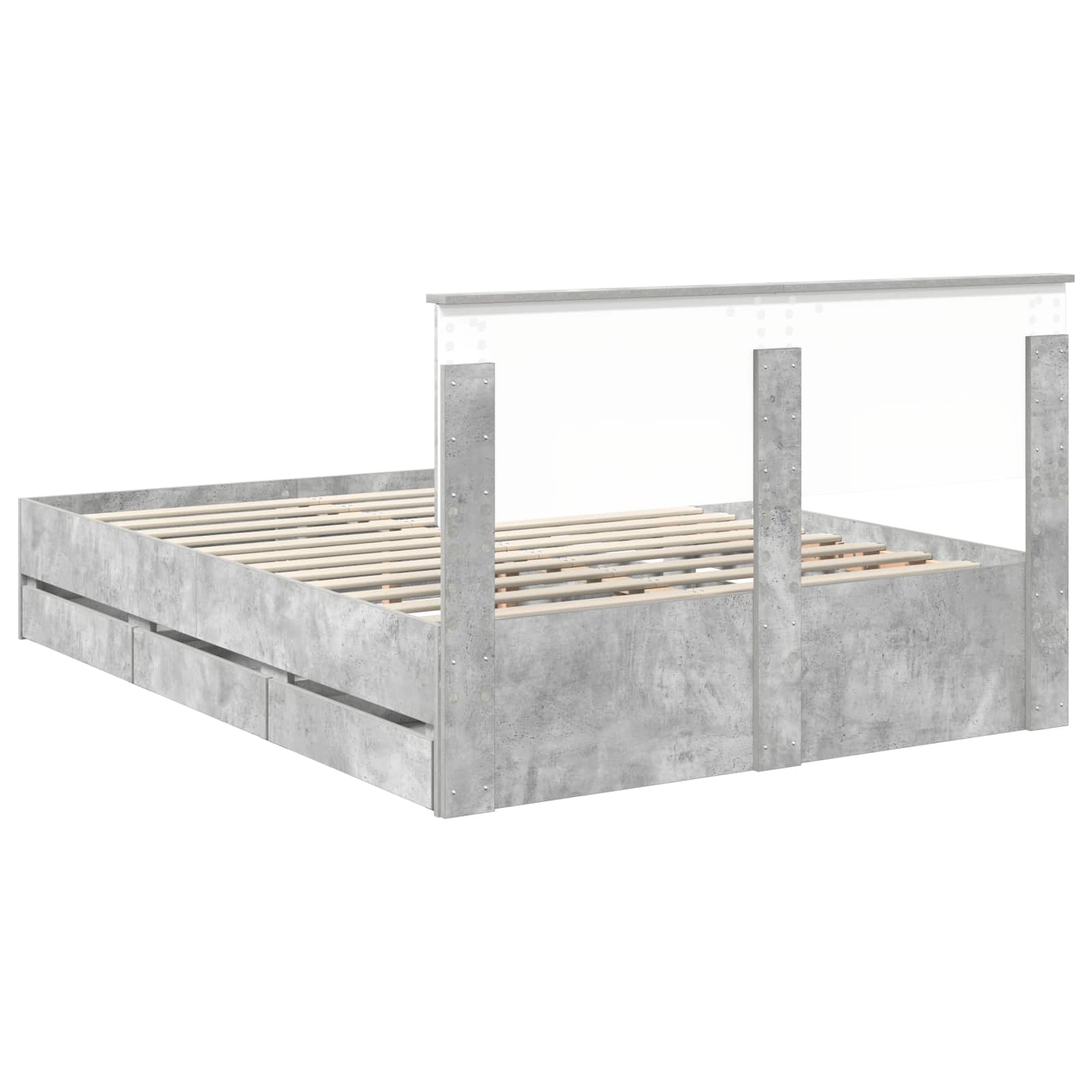 vidaXL Ramka łóżka Betonowy szary 140 x 190 cm Drewno inżynieryjne