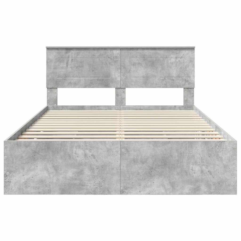 vidaXL Ramka łóżka Betonowy szary 140 x 190 cm Drewno inżynieryjne
