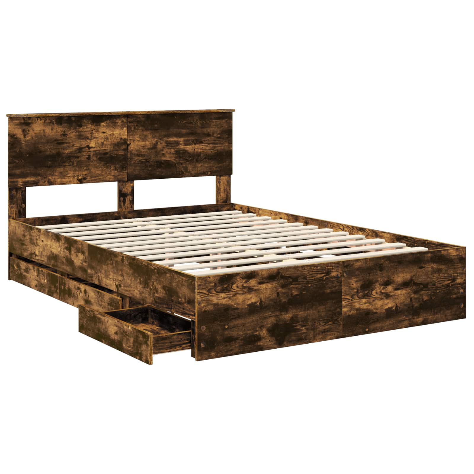 vidaXL Ramka łóżka Dąb wędzony 140 x 190 cm Drewno inżynieryjne