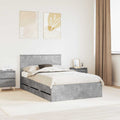 vidaXL Ramka łóżka Betonowy szary 135 x 190 cm Drewno inżynieryjne