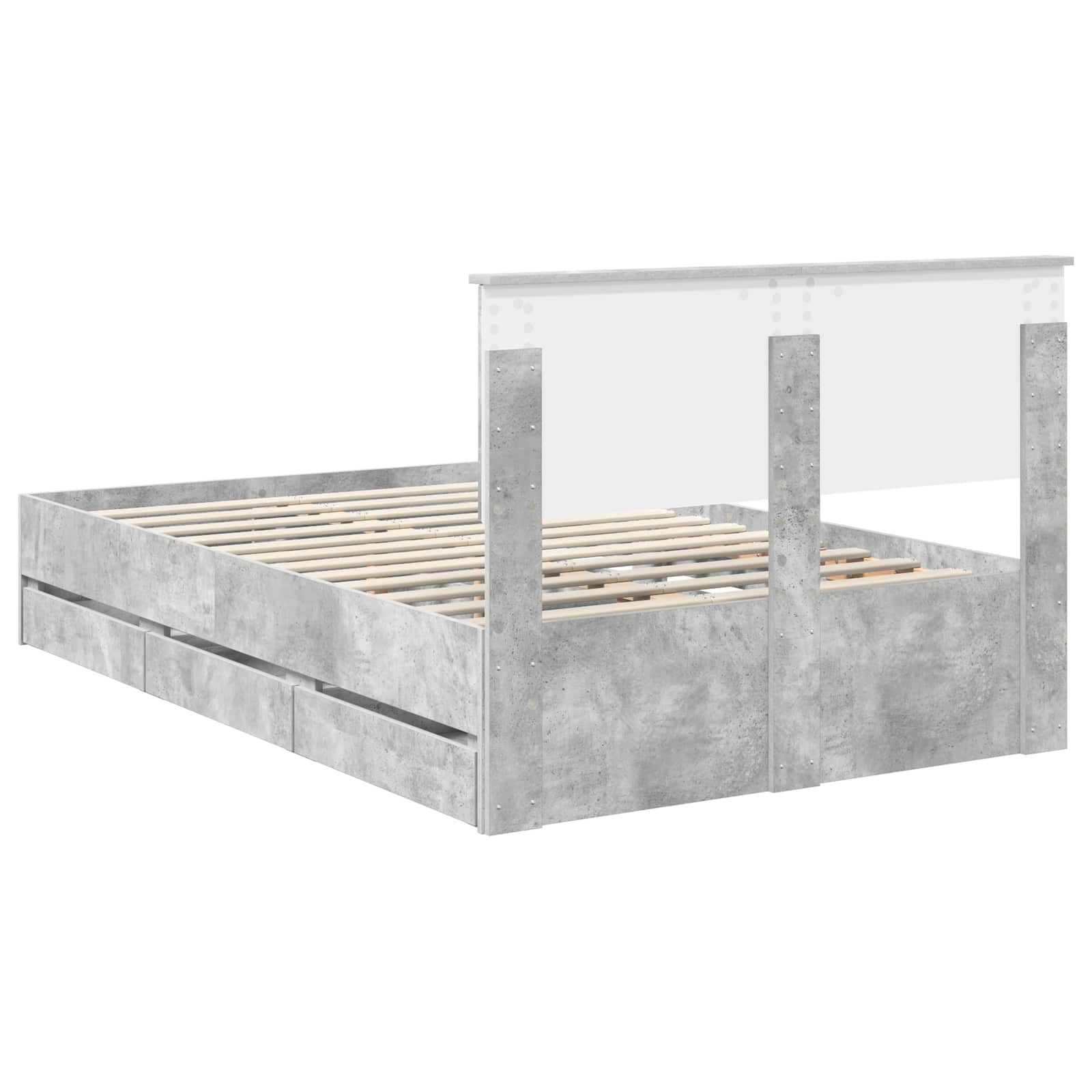 vidaXL Ramka łóżka Betonowy szary 135 x 190 cm Drewno inżynieryjne