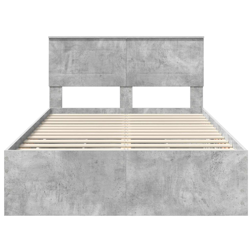 vidaXL Ramka łóżka Betonowy szary 135 x 190 cm Drewno inżynieryjne