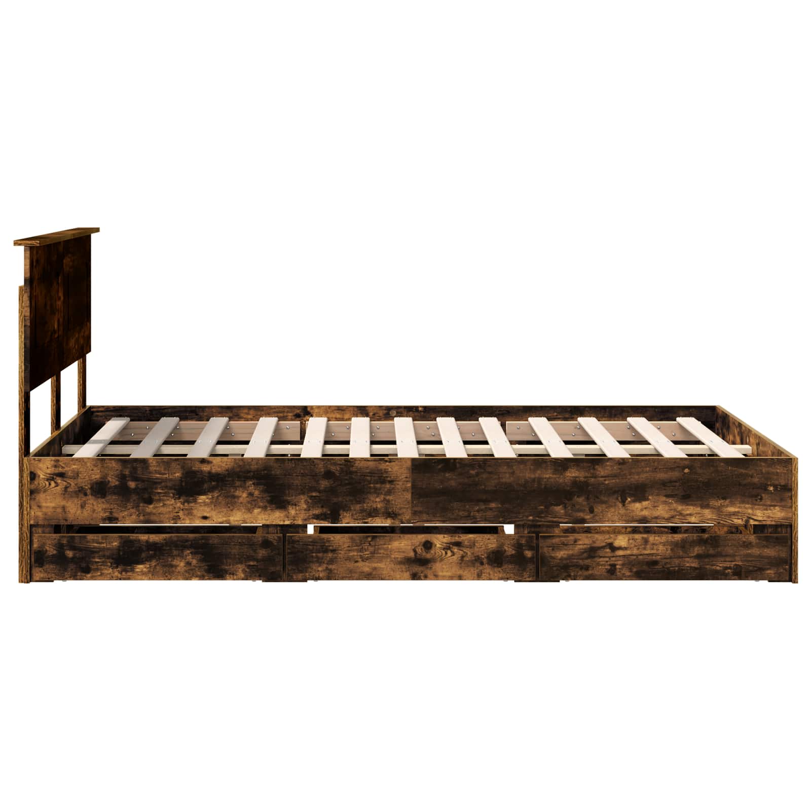 vidaXL Ramka łóżka Dąb wędzony 135 x 190 cm Drewno inżynieryjne