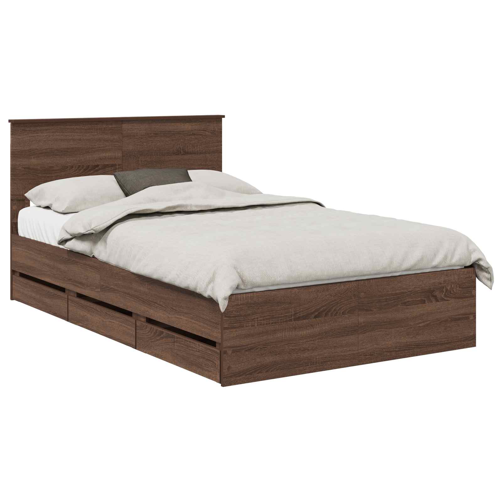 vidaXL Ramka łóżka Brązowy dąb 135 x 190 cm Drewno inżynieryjne