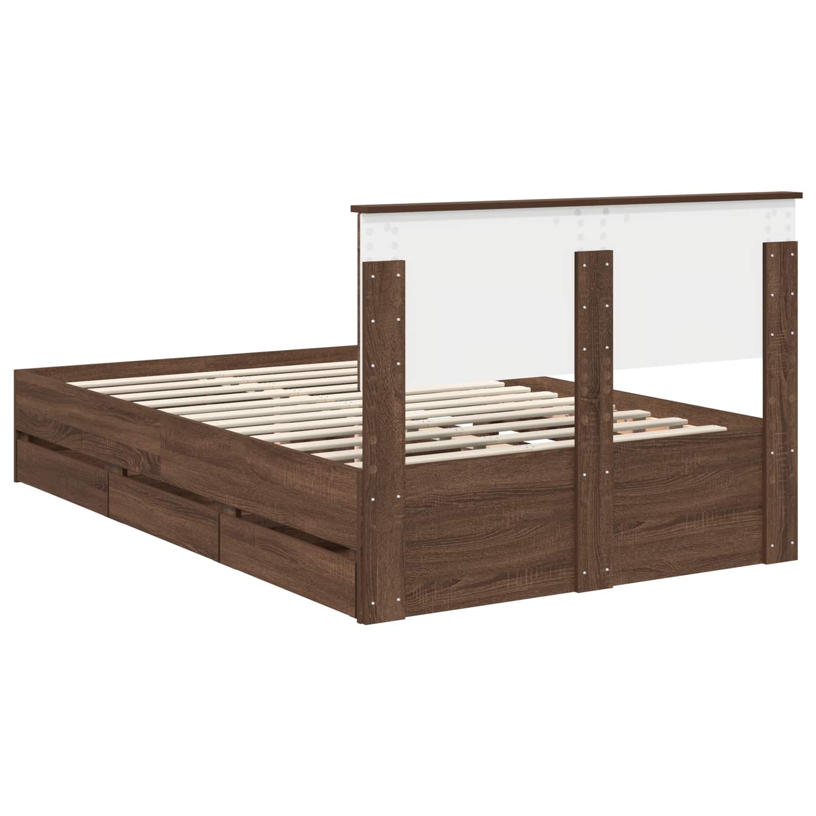 vidaXL Ramka łóżka Brązowy dąb 135 x 190 cm Drewno inżynieryjne