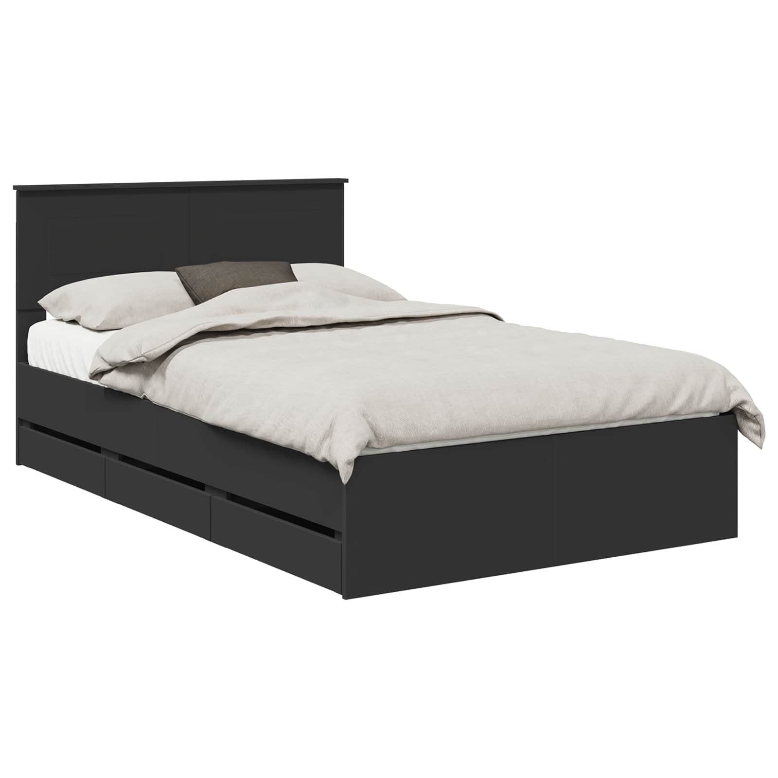 vidaXL Ramka łóżka z szufladą Czarny 120 x 190 cm Drewno inżynieryjne