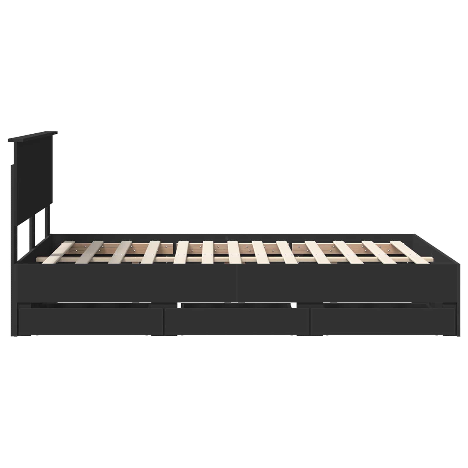vidaXL Ramka łóżka z szufladą Czarny 120 x 190 cm Drewno inżynieryjne