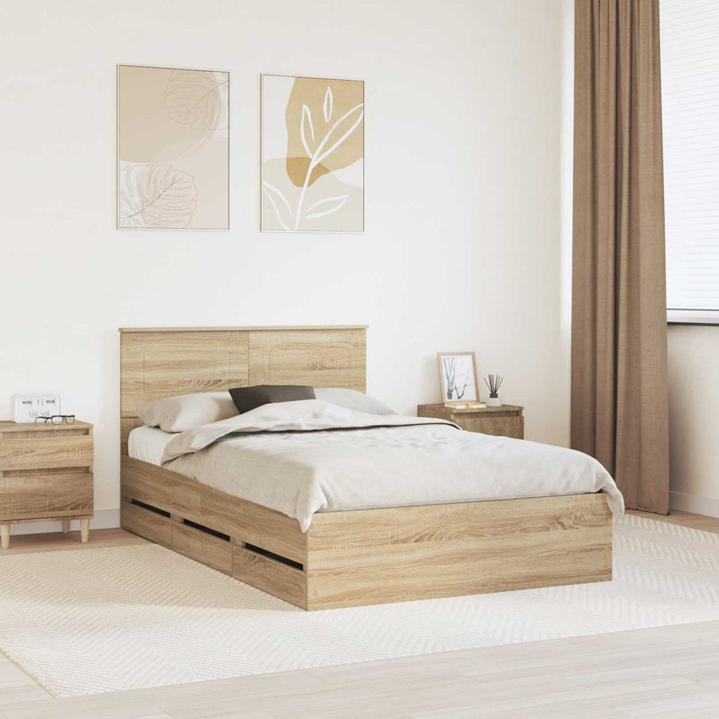 vidaXL Ramka łóżka Dąb Sonoma 120 x 190 cm Drewno inżynieryjne