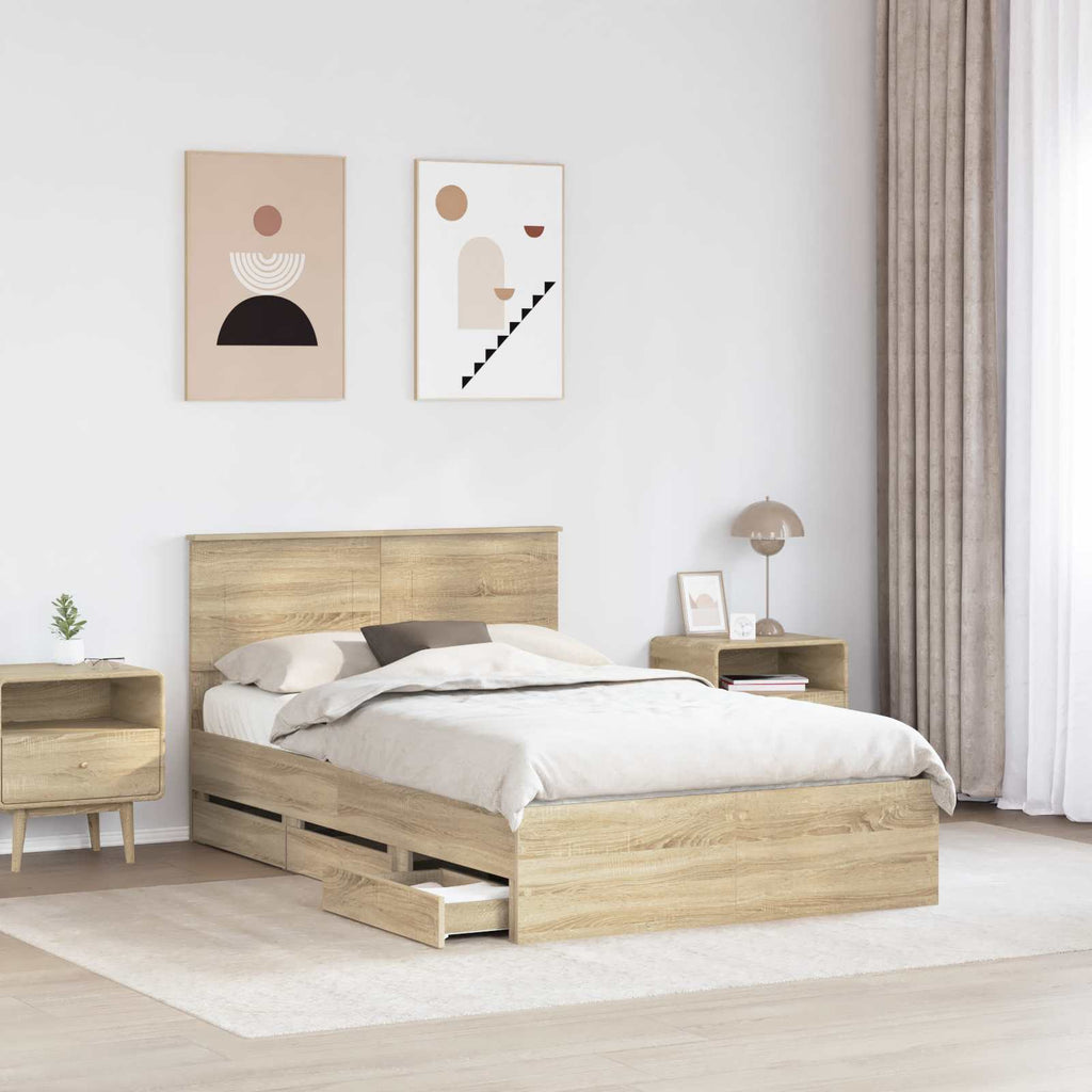 vidaXL Ramka łóżka Dąb Sonoma 120 x 190 cm Drewno inżynieryjne