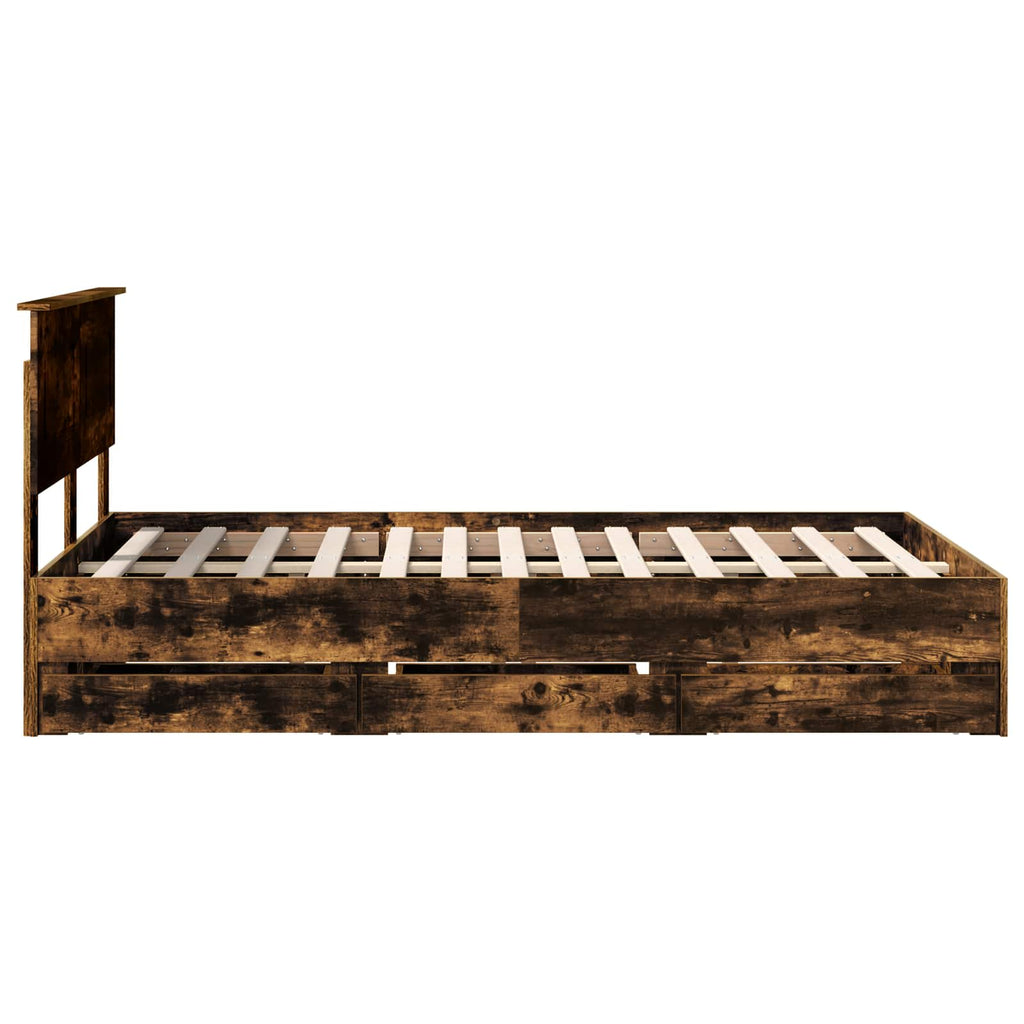 vidaXL Ramka łóżka Dąb wędzony 120 x 190 cm Drewno inżynieryjne