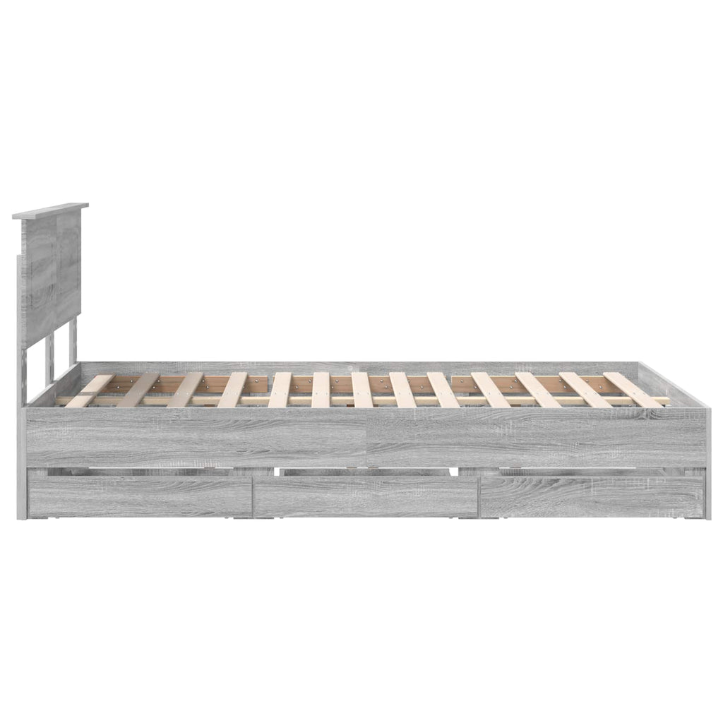 vidaXL Ramka łóżka Szary Sonoma 120 x 190 cm Drewno inżynieryjne