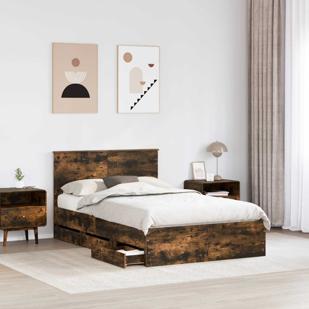 vidaXL Ramka łóżka Dąb wędzony 120 x 200 cm Drewno inżynieryjne