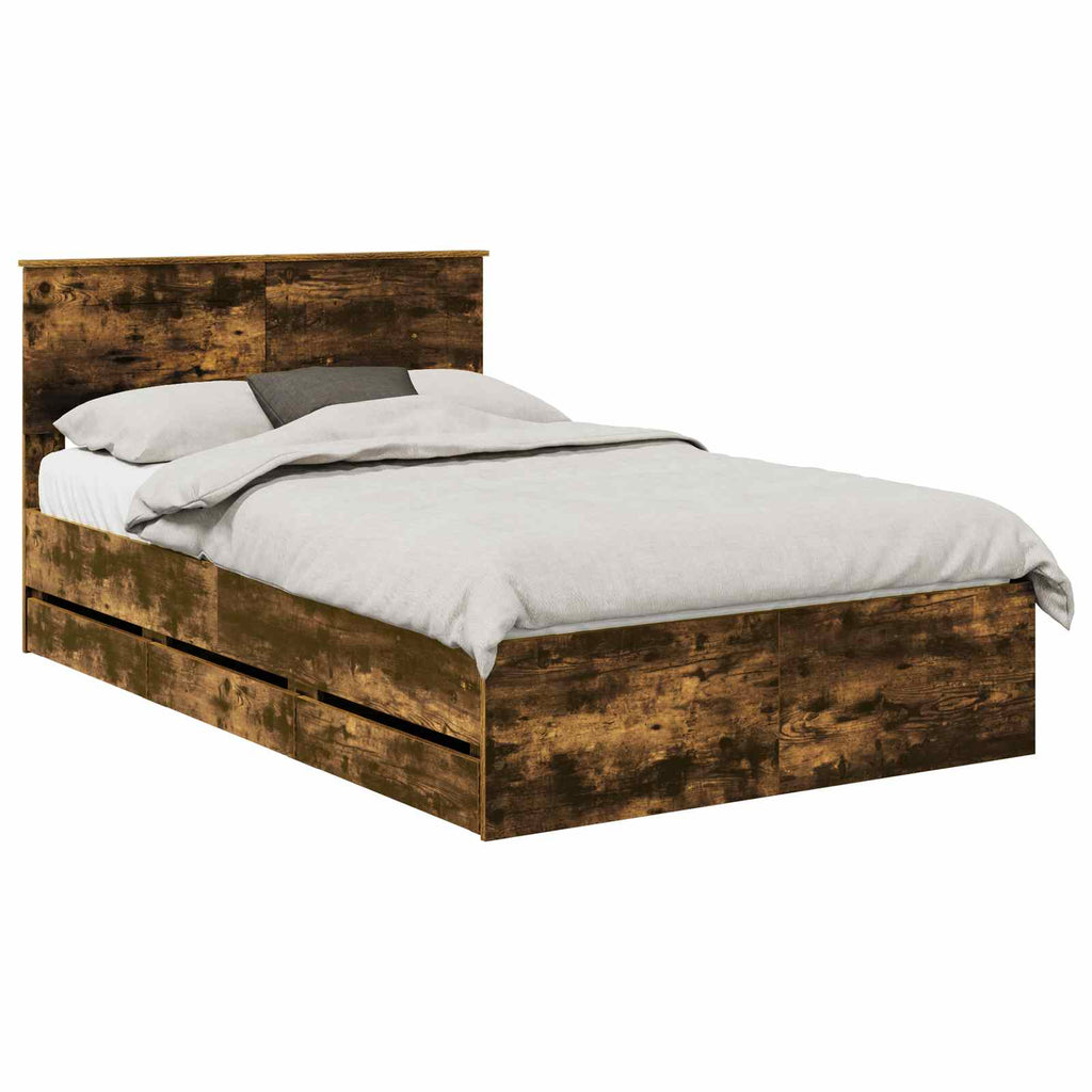 vidaXL Ramka łóżka Dąb wędzony 120 x 200 cm Drewno inżynieryjne