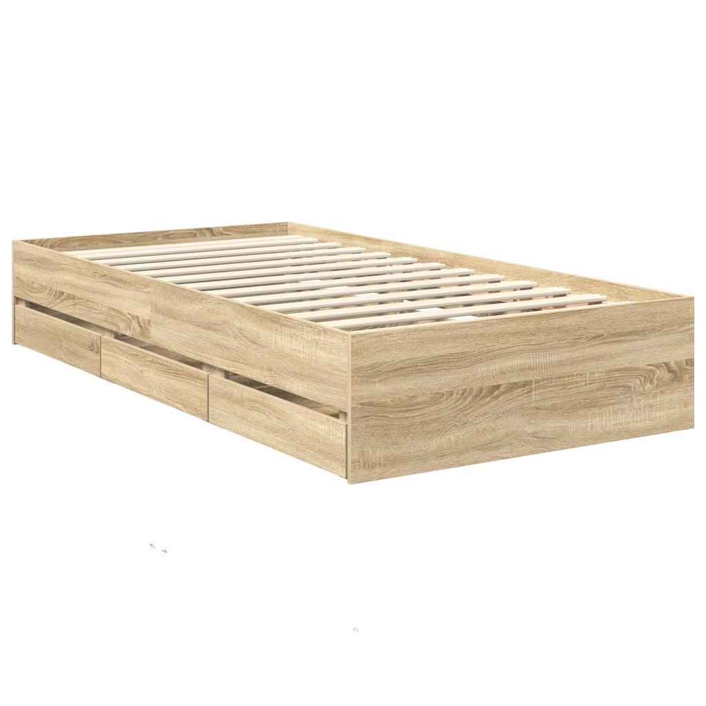 vidaXL Ramka łóżka Dąb Sonoma 100 x 200 cm Drewno inżynieryjne