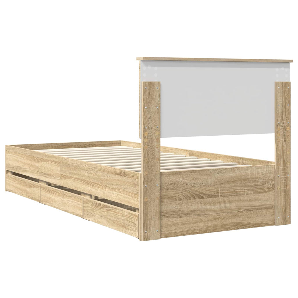 vidaXL Ramka łóżka Dąb Sonoma 100 x 200 cm Drewno inżynieryjne