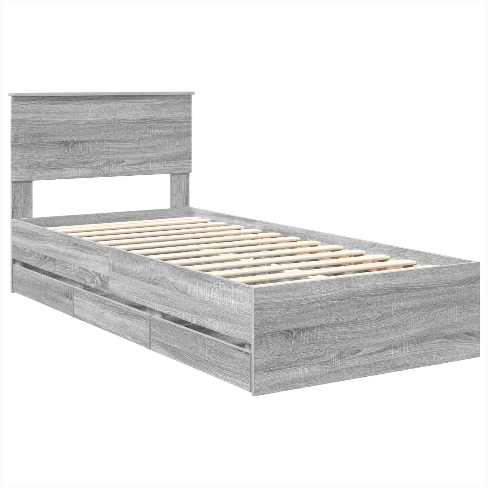 vidaXL Ramka łóżka Szary Sonoma 100 x 200 cm Drewno inżynieryjne