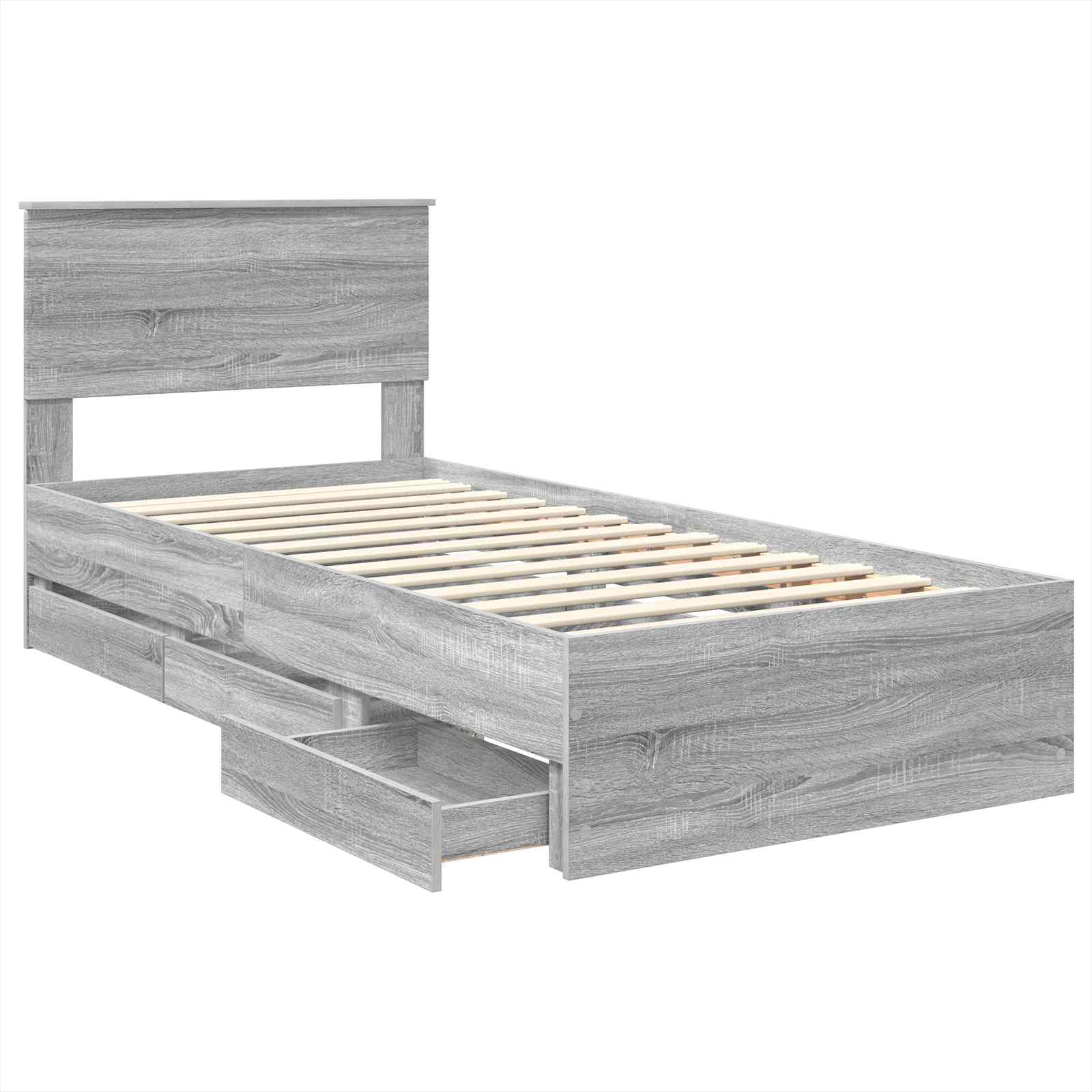 vidaXL Ramka łóżka Szary Sonoma 100 x 200 cm Drewno inżynieryjne