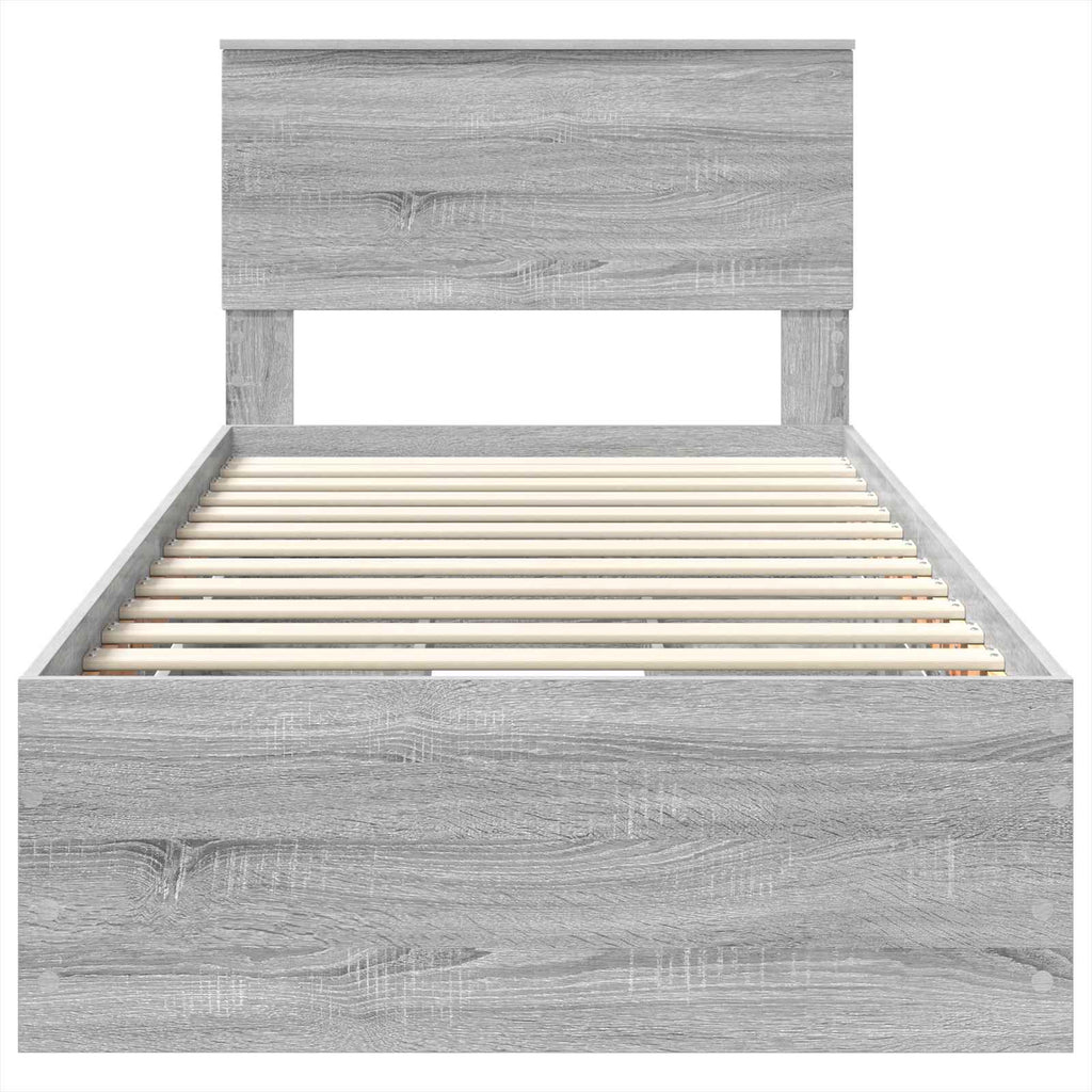 vidaXL Ramka łóżka Szary Sonoma 100 x 200 cm Drewno inżynieryjne