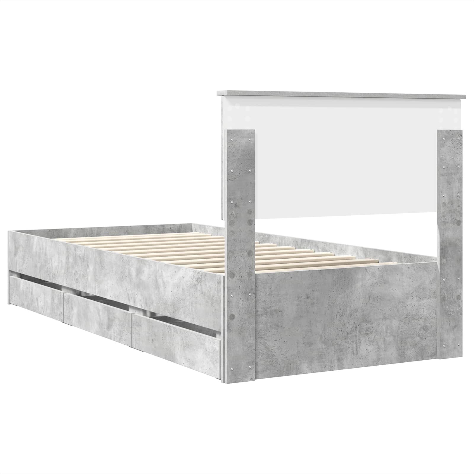 vidaXL Ramka łóżka Betonowy szary 90 x 190 cm Drewno inżynieryjne
