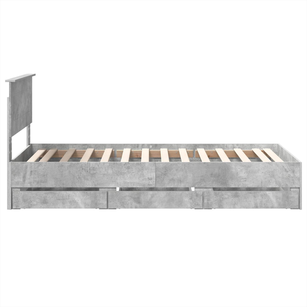 vidaXL Ramka łóżka Betonowy szary 90 x 190 cm Drewno inżynieryjne