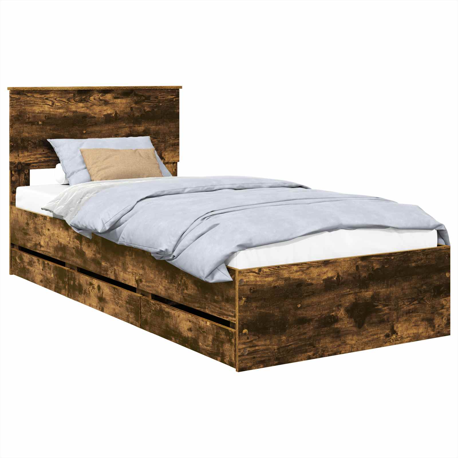 vidaXL Ramka łóżka Dąb wędzony 90 x 190 cm Drewno inżynieryjne