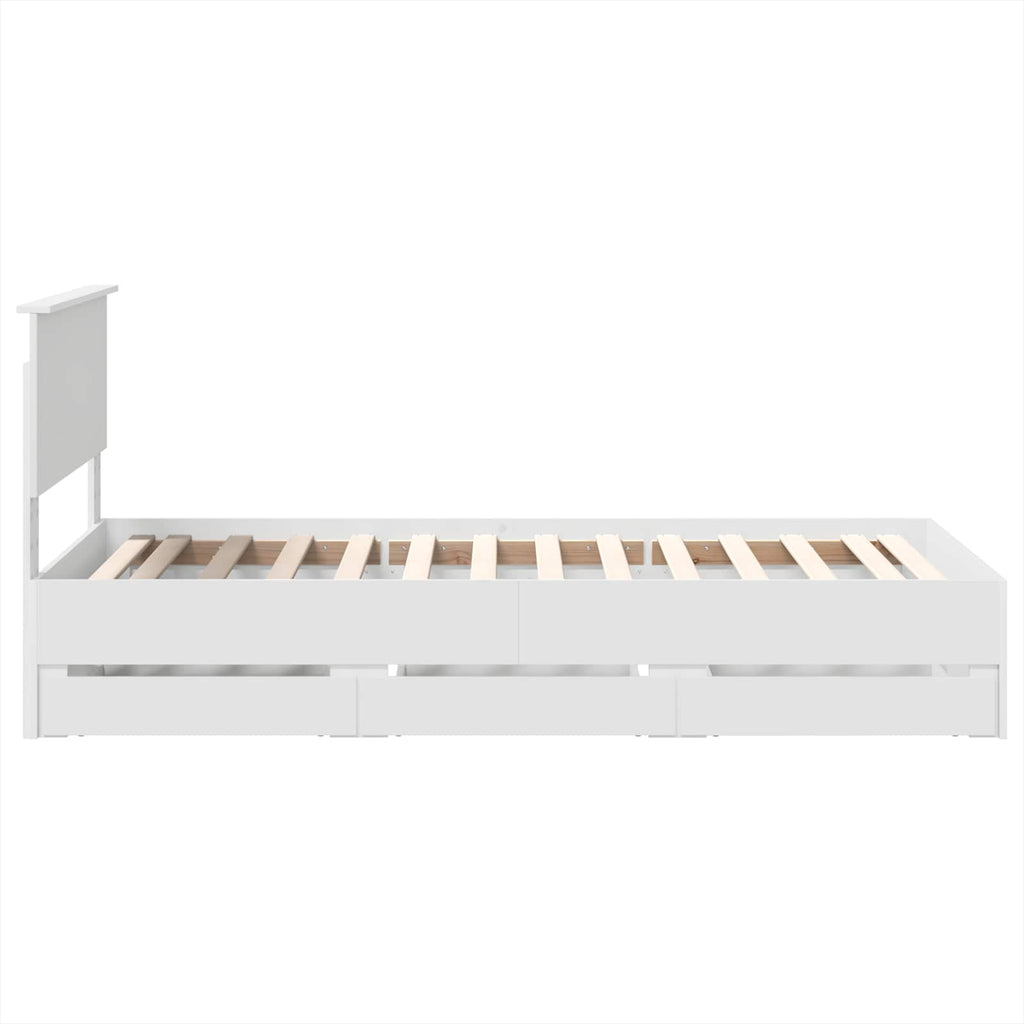 vidaXL Ramka łóżka z szufladą Biały 90 x 200 cm Drewno inżynieryjne