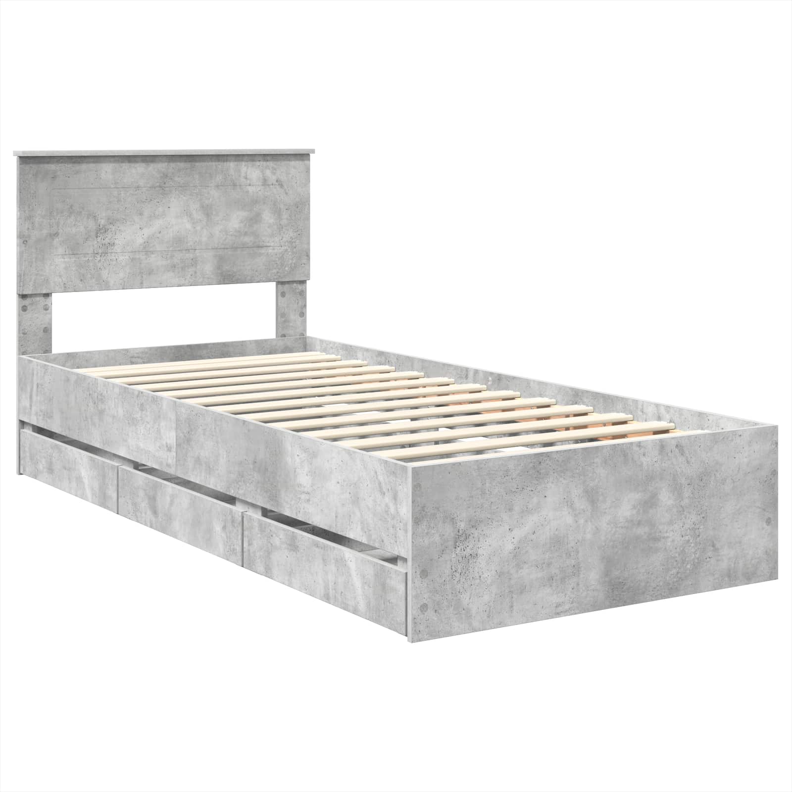 vidaXL Ramka łóżka Betonowy szary 90 x 200 cm Drewno inżynieryjne