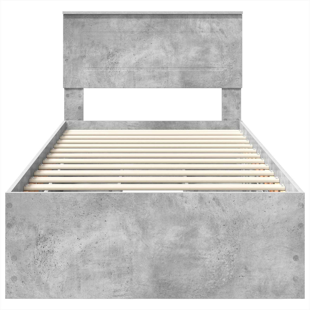 vidaXL Ramka łóżka Betonowy szary 90 x 200 cm Drewno inżynieryjne