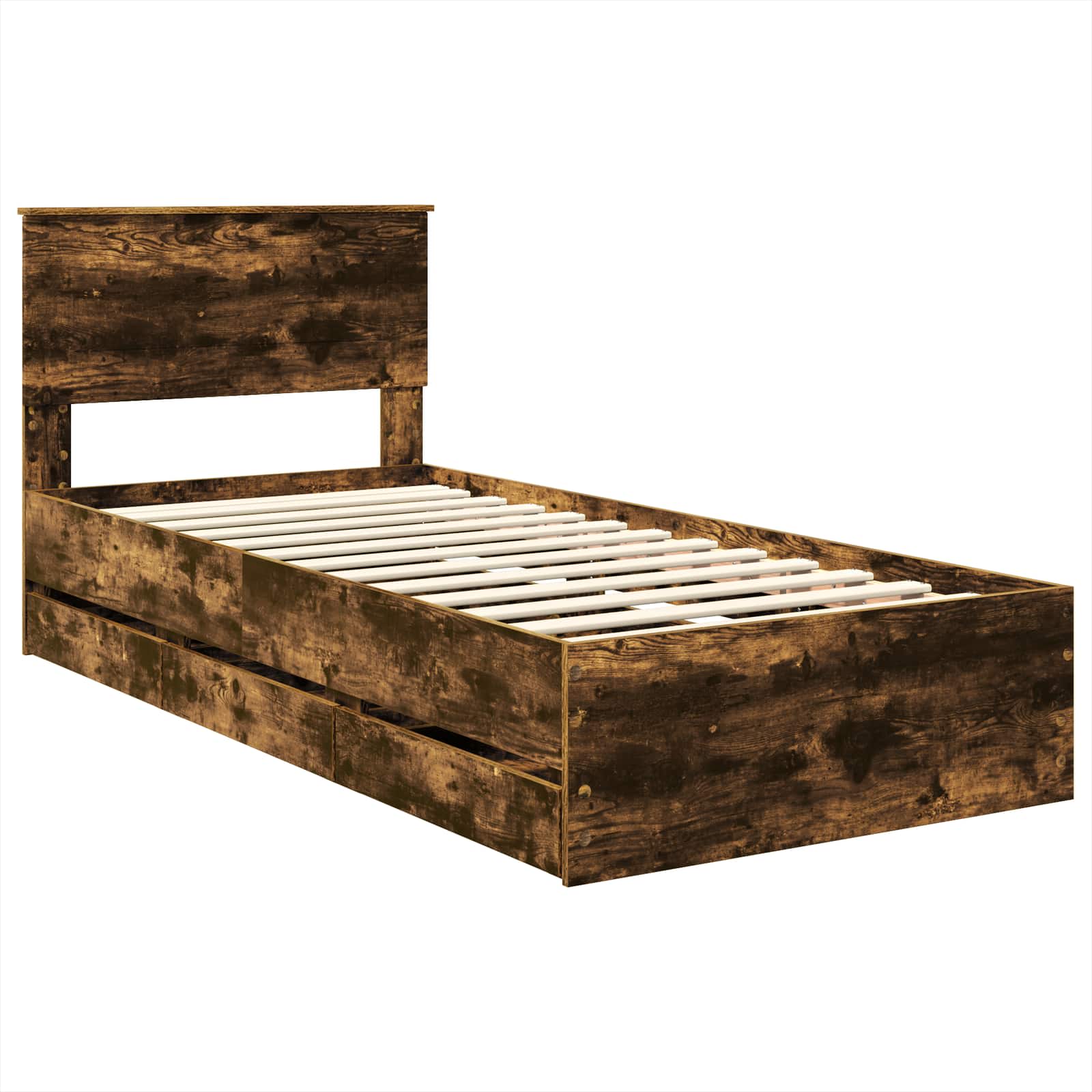 vidaXL Ramka łóżka Dąb wędzony 90 x 200 cm Drewno inżynieryjne