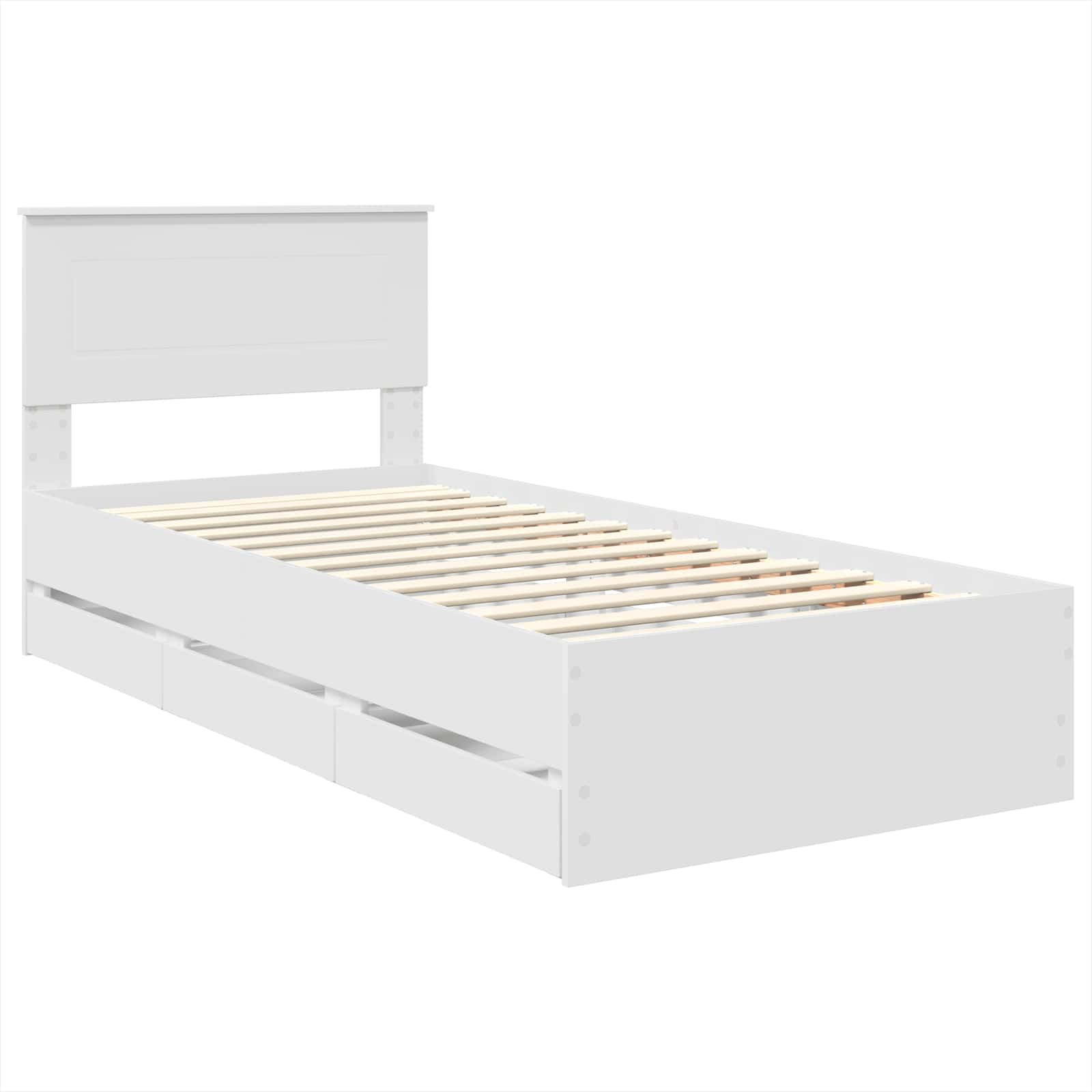 vidaXL Ramka łóżka z szufladą Biały 75 x 190 cm Drewno inżynieryjne