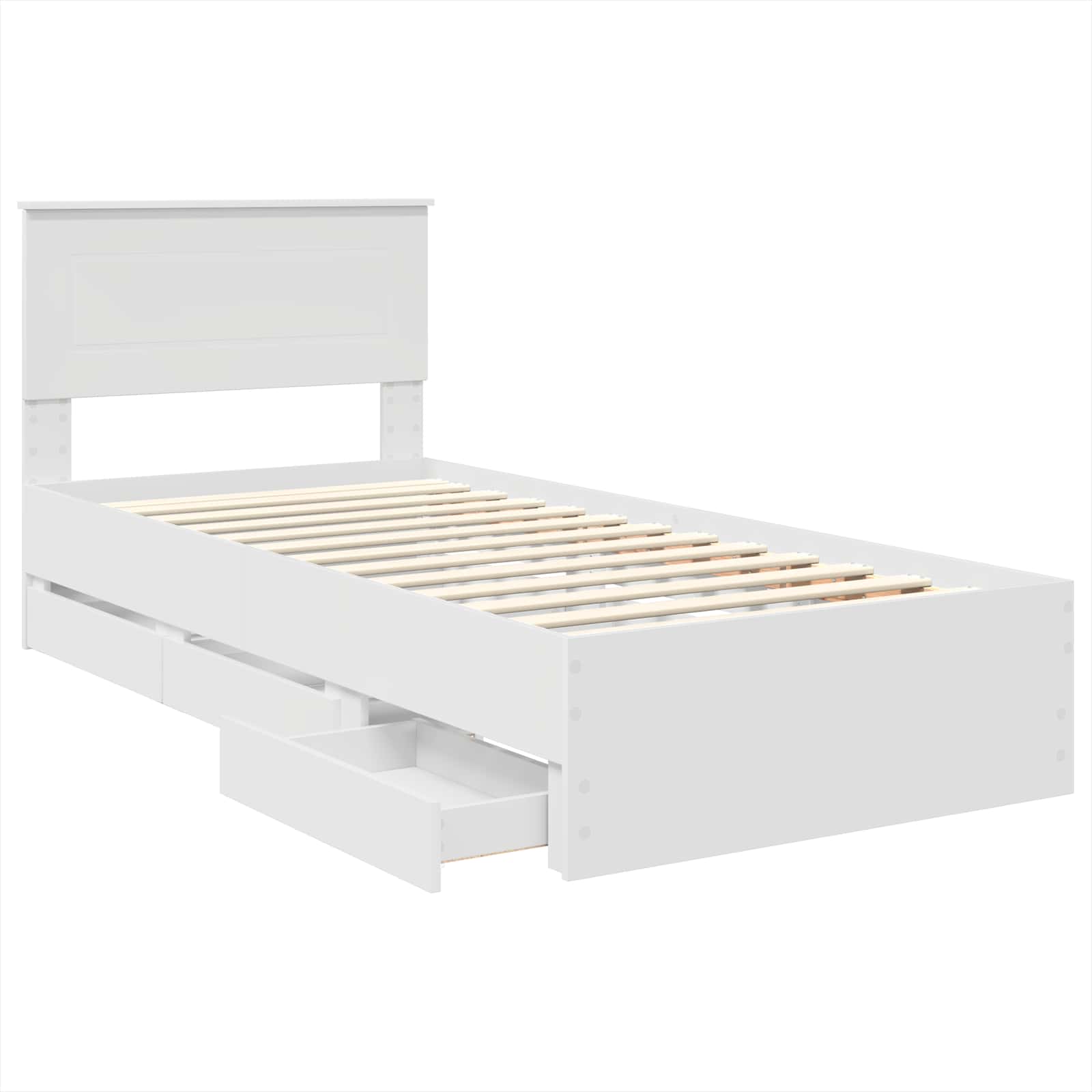 vidaXL Ramka łóżka z szufladą Biały 75 x 190 cm Drewno inżynieryjne