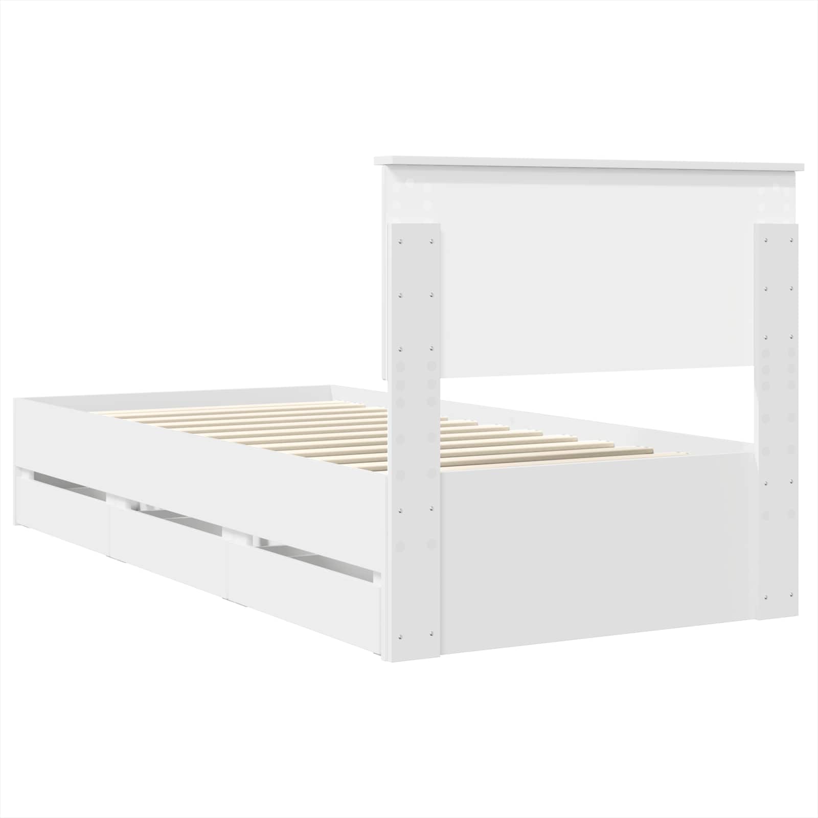 vidaXL Ramka łóżka z szufladą Biały 75 x 190 cm Drewno inżynieryjne