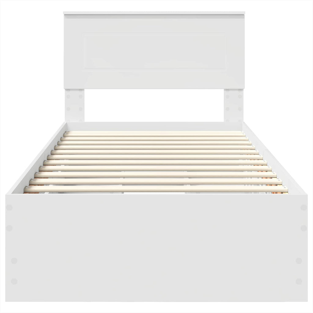 vidaXL Ramka łóżka z szufladą Biały 75 x 190 cm Drewno inżynieryjne