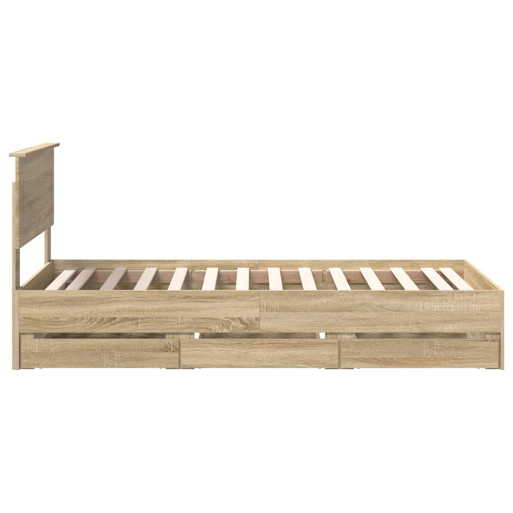 vidaXL Ramka łóżka Dąb Sonoma 75 x 190 cm Drewno inżynieryjne
