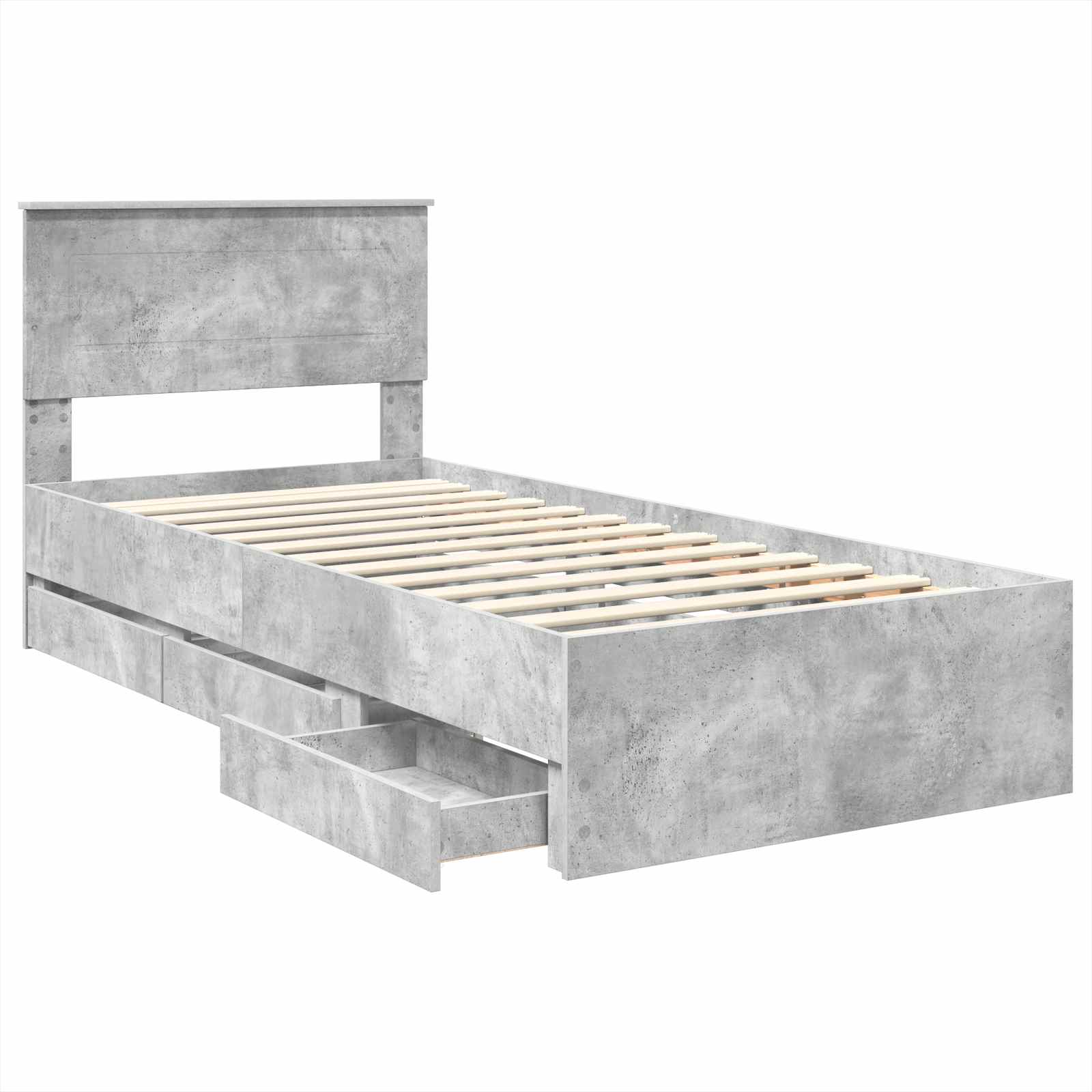 vidaXL Ramka łóżka Betonowy szary 75 x 190 cm Drewno inżynieryjne