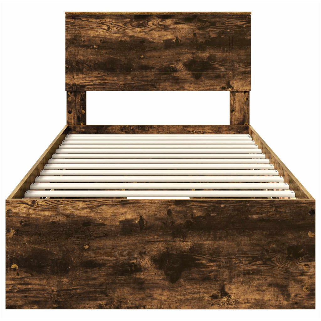 vidaXL Ramka łóżka Dąb wędzony 75 x 190 cm Drewno inżynieryjne