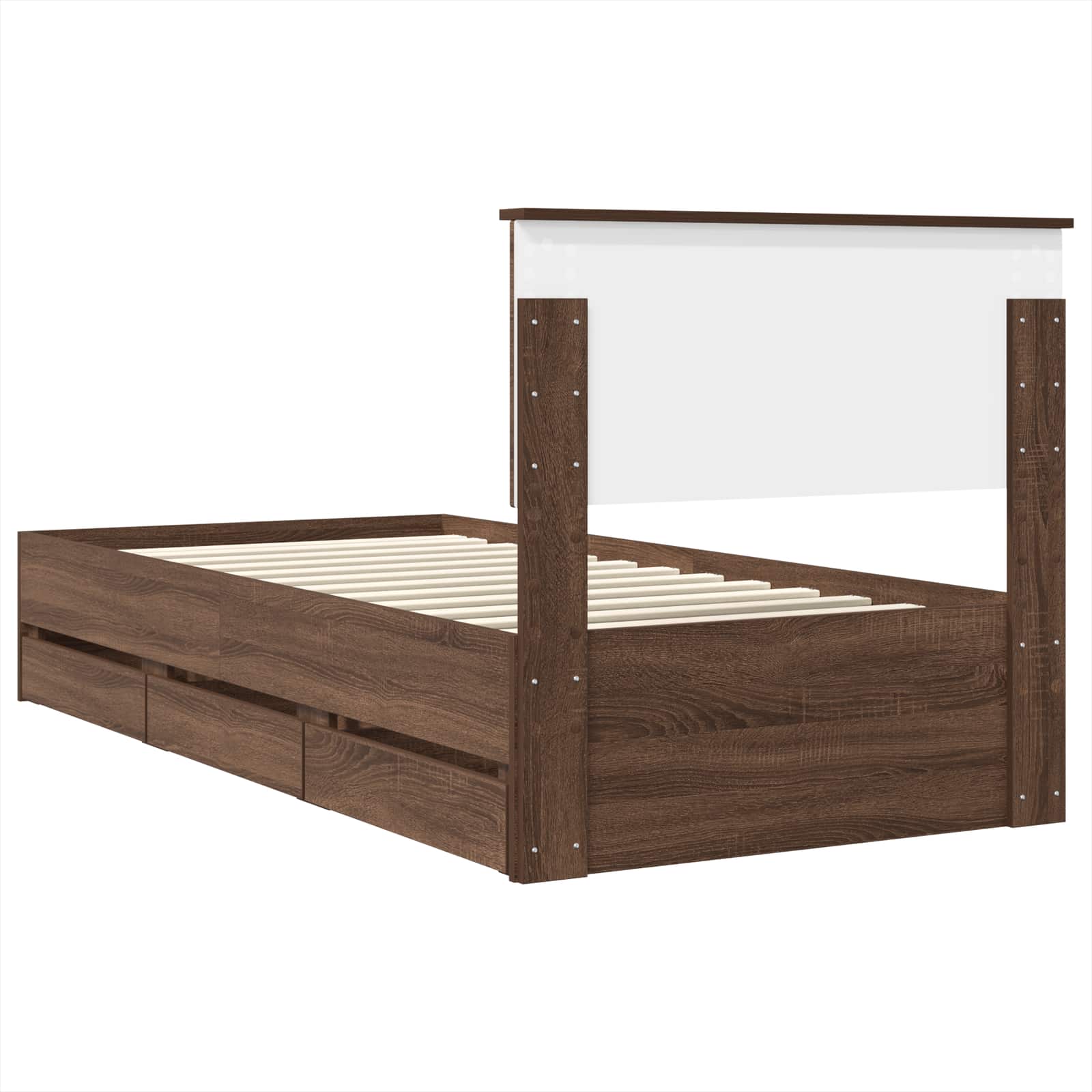 vidaXL Ramka łóżka Brązowy dąb 75 x 190 cm Drewno inżynieryjne